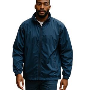 R&Y Men’s Navy Full ZIP Windbreaker